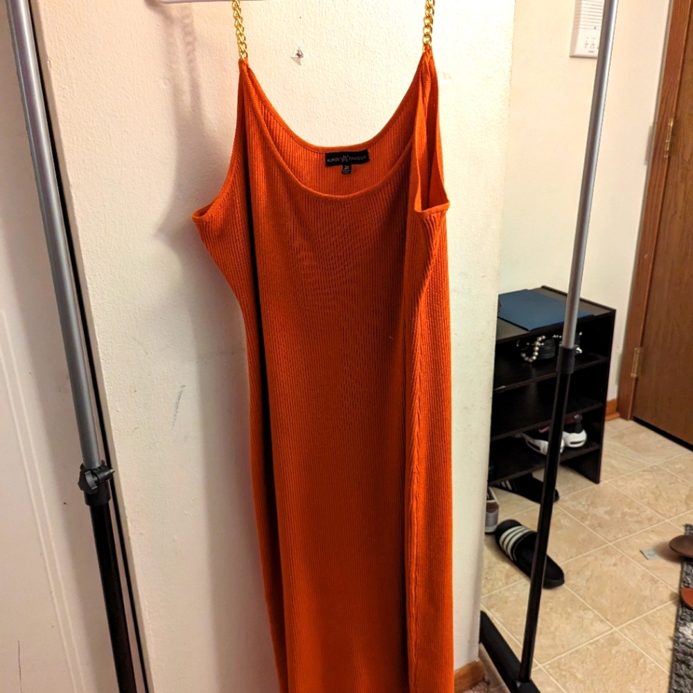 Gold orange boho dress